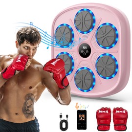 2025 Music Boxing Machine with 6.5ft Charging Cable and 2 Gloves, Bluetooth Boxing Machine Wall Mounted Music, Adjustable Hitting Sound Volume, Durable PU Material, Fitness/Lose Weight in Home