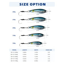 BLUEWING Fishing Lures Saltwater Jigging Lures Vertical Jigs for Saltwater Fish Slow Fall Pitch Sinking Lead Fishing Bait with Hook 200g Blue
