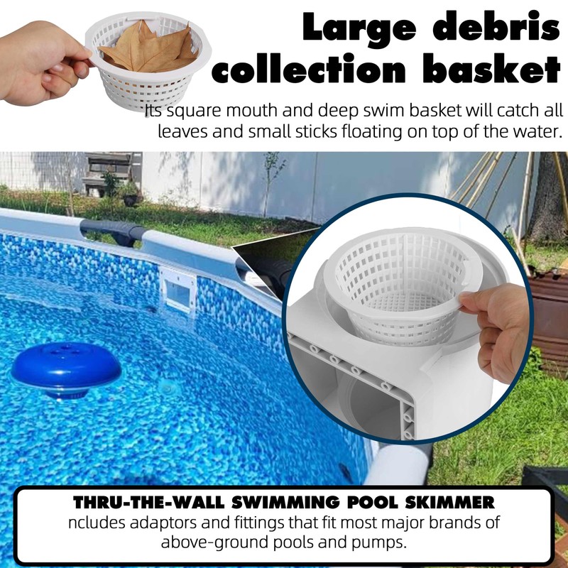 TonGass (Complete Set Universal Fit Above Ground Pool Skimmers (White)