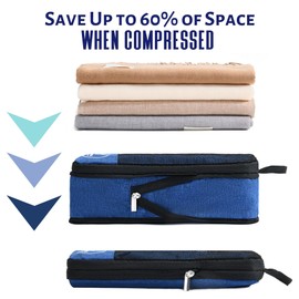 CARDONS Premium Compression Packing Cubes Travel Suitcase Organisers Laundry Bag (Navy Blue)