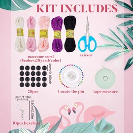 BEUNITONE 4 Sets DIY Macrame Flamingo Kit Macrame Kit for Beginners Macrame Wall Hanging Kit DIY Macrame Kit with Video Tutorial Macrame Hanging Decor Boho Hand Woven Macrame Wall Hanging Decor