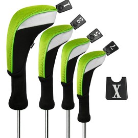 Andux Golf 460cc Driver Wood Head Covers with Long Neck and Interchangeable No. Tags Pack of 4 (Green, MT/MG32)