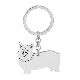 BAMAY Stainless Steel Dog Pug Keychain Chihuahua Labrador Yorkshire Corgi Puppy Key Ring Pug Dog Gifts for Women Girls Charms (Silver Corgi)