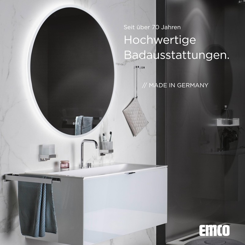 emco Round Towel Rail No Drilling Black Matt I Towel