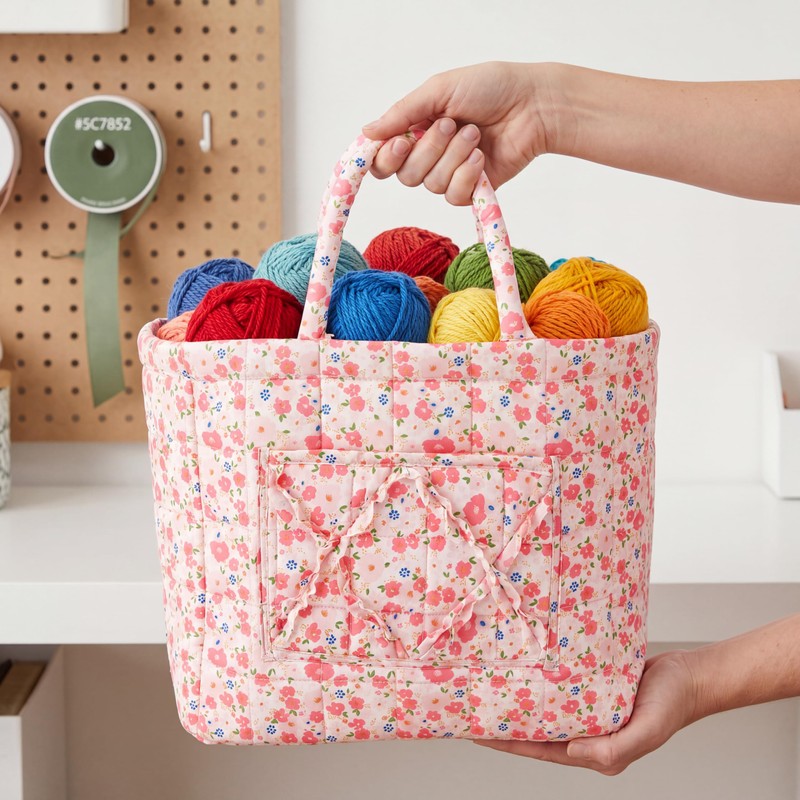 Quilted Laundry Basket with Handles—Multifunctional Fabric Storage Basket, Bohemian-Style Fabric
