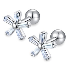 KaseStyle G23 Implant Grade Titanium Screw Back Sleeper Earrings Studs Conch Lobe Jewelry 16G Helix F136 Piercing Post for Sensitive Ears Cartilage