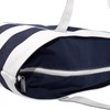 DALIX Premium Beach Bags Striped Navy Blue Zippered Tote Bag