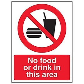 Vsafety 53016AN-S'No Food or Drink In This Area' Sign, Portrait, 150 mm x 200 mm (Pack of 3)