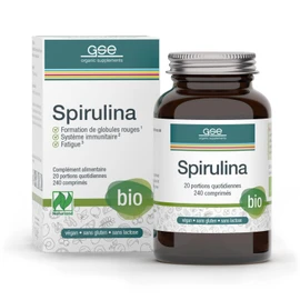 GSE Spirulina Microalgae Pellets, 240 Tablets, Iron and Vitamin B12, Organic Quality, 100% Vegan and No Additives
