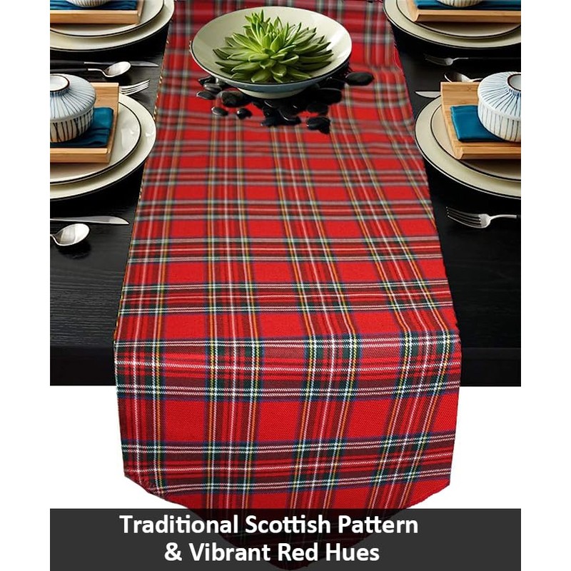 Elegant Event Essentials - Red Tartan Table Runner 12" x