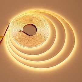 JOYLIT 24V 32.8FT/10M COB LED Strip Lights 120° 2700K Warm White Indoor 384LEDs/M High Density 7650LM Super Bright CRI 90+ Dotless Adhesive LED Tape Light for Bedroom, Kitchen, Commercial