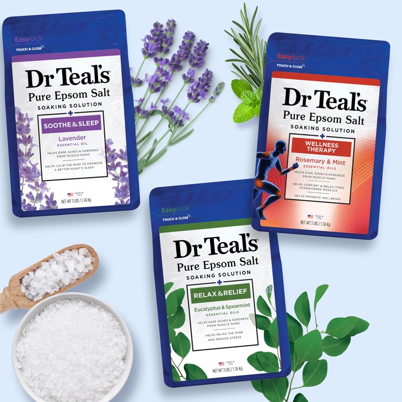 Dr Teal's Pure Epsom Salt, Lavender, Eucalyptus & Wellness Trio