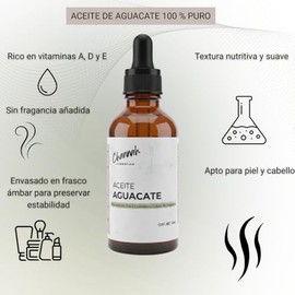 Aceite de Aguacate Puro Prensado en Frío | Persea Gratissima Oil de Grado Cosmético | Nutritivo Facial, Corporal y Capilar | Ideal para Formulación Natural | CHANNAH COSMETICS 50 ML