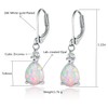18K White Gold Plated 7x9mm Teardrop Opal and Cubic Zirconia