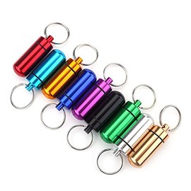 Organizador de Píldoras, 9 Piezas Pastillero Semanal De Diario Con Llavero Soporte Pastilleros Viaje De Aluminio Mini impermeable Caja De Píldoras para Vitaminas, Suplementos y Medicamentos