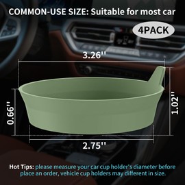 ME.FAN Car Coasters [4 Pack] Silicone Car Cup Coasters/Cup Mats - Universal Non-Slip Recessed Car Interior Accessories - Car Cup Holder Insert Coasters Olive Green