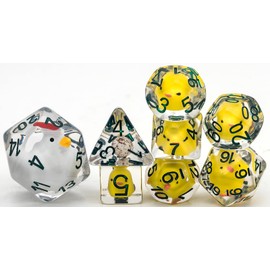 World of Dice Chicken Edition - 8-Piece Pen & Paper Dice Set with Hen, Chick and Egg, Role Play Dice