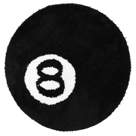 8 Ball Rug, 24inch Black Round Rug, Flocking Anti-Slip Billiard Pool 8 Ball Carpet, Floor Mat for Bedroom Decor, Aesthetic Cool Room Decor, Soft Doormat for Bedroom