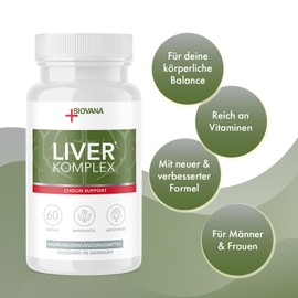 Biovana Liver Komplex Kapseln | Für Ihre körperliche Balance | Premium Qualität | Im Maxipack 60 Kapseln | 1x