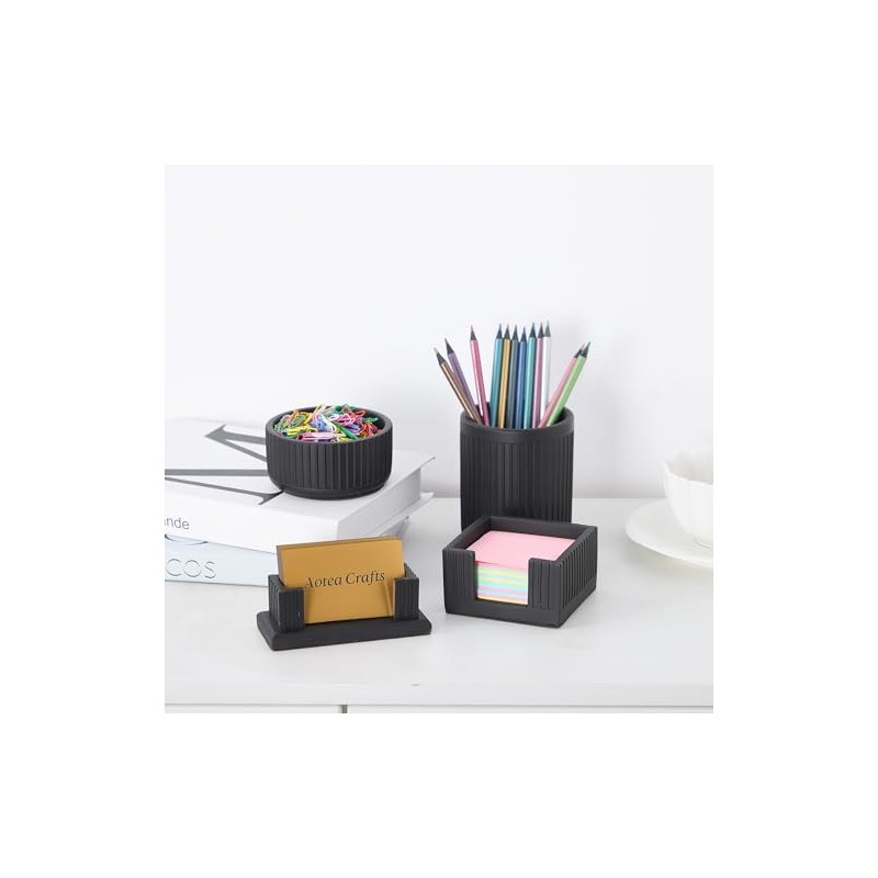 Set of 4 Modern Concrete Desk Accessories for Office Decor