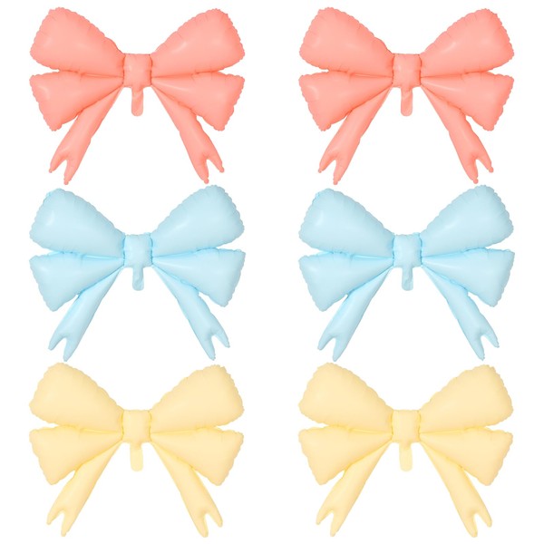 6 Pcs Large Pink Bow Foil Balloons Girls Women Bow
