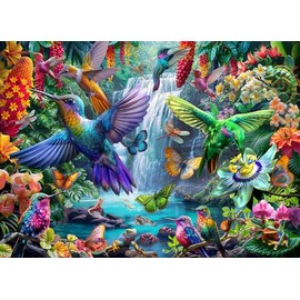 Hummingbirds Jigsaw Puzzle 1000 Piece by Vermont Christmas Company - Fully Interlocking & Randomly Shaped Pieces - 26 5/8" x 19 1/4"