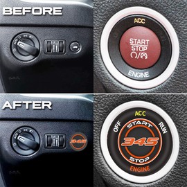 DECALEPIC Push Start Button Cover for Dodge Challenger Charger Durango Accessories 2015-2025- Engine Ignition Switch Kit Interior Car Accessory for 345 Hemi Design Custom Fit Header Orange