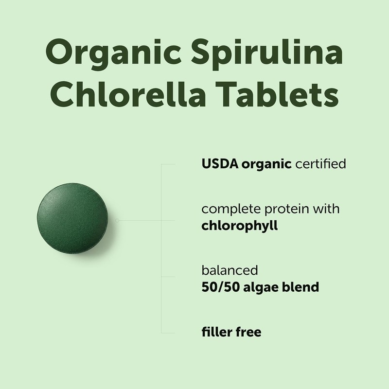 Micro Ingredients Organic Spirulina Chlorella Tablets, 720 Count | 4