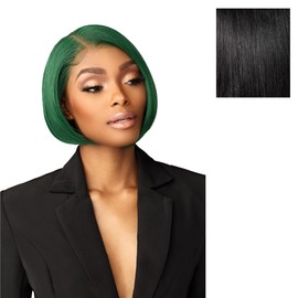 Sensationnel Chicbob Lace Frontwig - Bob Unit 3 Face Framing Glueless Wig Wide 5 Inch Deep Part Synthetic Preplucked Hairline (1 JETBLACK)