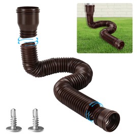 YushengTai Downpipe Gutter Flexible Extension Set, Downpipe Extensions Flexible Round for Downpipe 80/100 mm, Stretchy Rain Gutter Extension from 47 to 150 cm (Brown, Pack of 1)