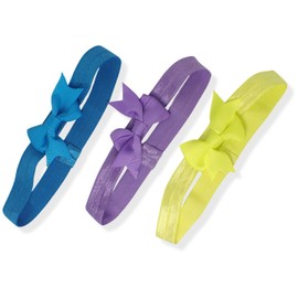 Topkids Accessories 3pc Baby Headband w/Baby Bows, Head Band Baby Accessories for Newborn Baby Head Band Toddler Hair Accessories Baby Gifts Hair Accessories for Girls (Turquoise + Purple + Yellow)