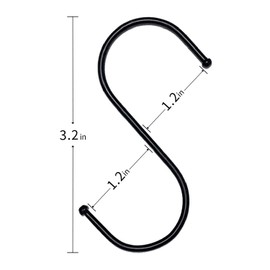 Hgminwarm S-Shaped Hooks 20 Packs of 3.2 Inches Black, Heavy Metal S-Shaped Hooks, Suitable for Kitchen, Bathroom, Office, Garden or Outdoor Activities