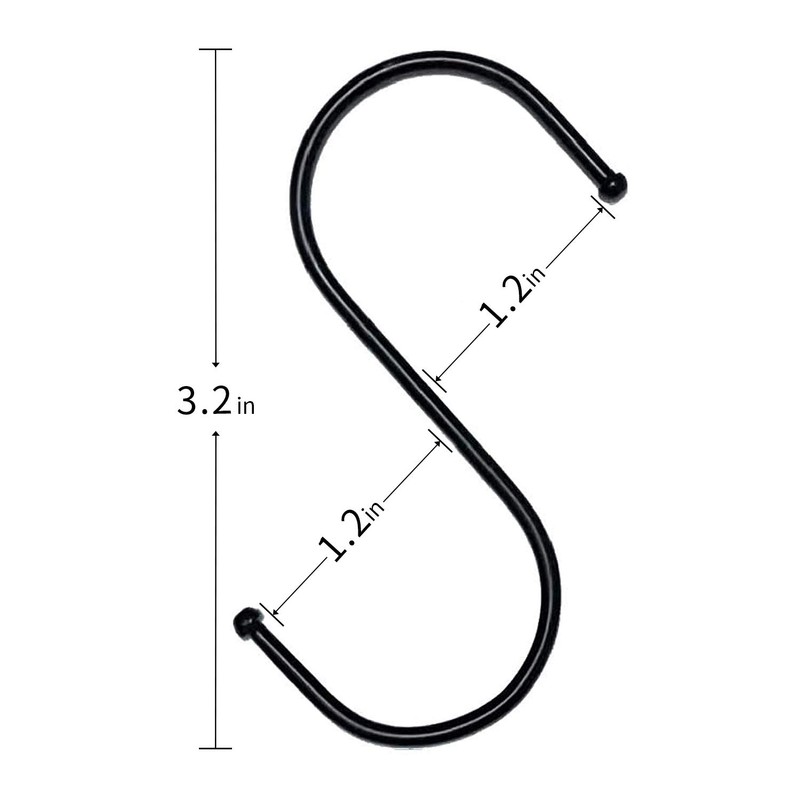 Hgminwarm S-Shaped Hooks 20 Packs of 3.2 Inches Black, Heavy