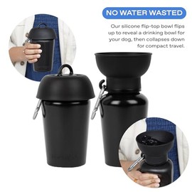 Springer - Botella de agua portátil para perros con tazón plegable de silicona de grado alimenticio, botella de agua de viaje para perros de 20 onzas, ideal para acampar, fácil de apretar y liberar
