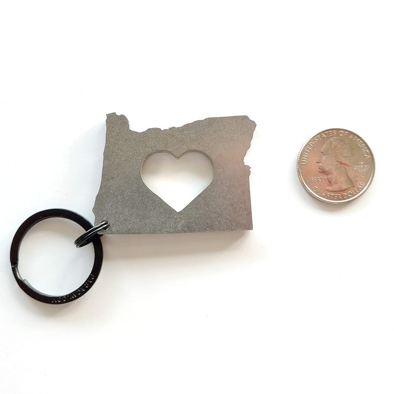 SQUATCH METALWORKS Oregon Heart Keychain Charm - Pacific Northwest Gift