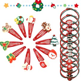 LPAMABA Set of 20 Christmas Hair Clips Christmas Hair Bobbles Christmas Hair Clips Christmas Hair Accessories for Girls Women Hair Accessories Reindeer