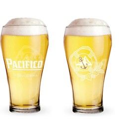 Pacifico Tulip Shaped Pint Glass- Golden Anchor Edition - Set of 2