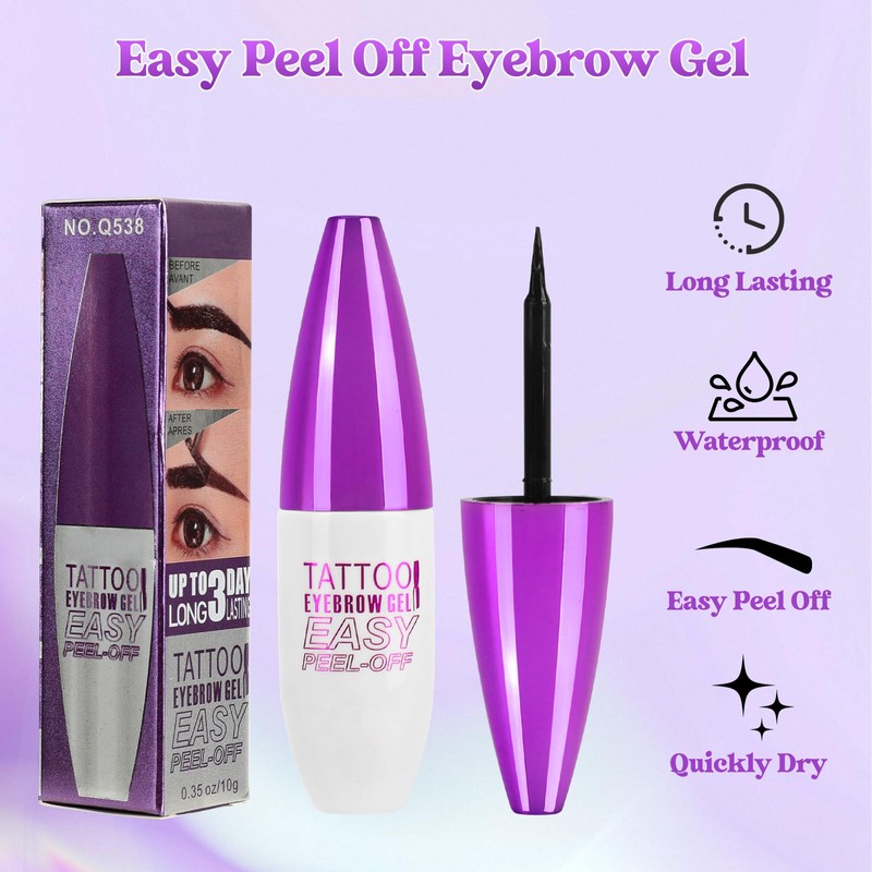 2PCS Tattoo Eyebrow Gel Easy Peel Off【Smudge Proof】【Long-lasting】【Waterproof】, Black