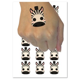 Charming Kawaii Chibi Zebra Face Blushing Cheeks Temporary Tattoo Water Resistant Fake Body Art Set Collection - 54 1" Tattoos (1 Sheet)