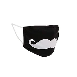 Bodico Cute moustache Washable Cotton Reusable Kids Face Mask, Black 1 count