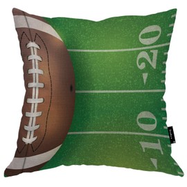 Beabes Football Throw Pillow Covers, American Football Field and Sport Ball Accent Pillow Case Cushion Cover for Bedroom/Livingroom/Sofa/Farm House Cotton Linen Pillowcases 18"X18"