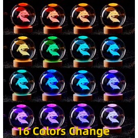 3D Axolotl Crystal Ball Lamp, Upgraded 3.15 Inch Axolotl Crystal Ball Night Light with 16 Colors LED Wooden Base, Remote Control, Gift Box Packaging, Home Decor Gift for Friends (Axolotl)