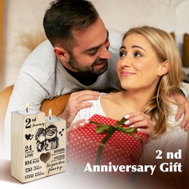 2nd Anniversary Wedding Gifts for Wife Him, Couples Gifts Candlestick,Cotton 2nd Wedding Anniversary Birthday Gifts for Wife from Husband,Anniversary Presents for Girlfriend, for Her