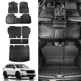 Rongtaod Floor Mats Compatible with 2023 2024 2025 2026 Honda CRV (Include Hybrid) Cargo Mat Trunk Mat Cargo Liner Back Seat Cover CR-V Accessories (Fit Upper Deck, Trunk Mat+Backrest Mats+Floor Mats)