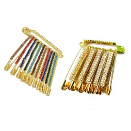 Multicolor and Double Line Diamonds Designer Safety pin or Saree pin set - 24 Pcs