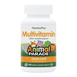 NaturesPlus Animal Parade Children's Chewable Multivitamin - Orange Flavor - 180 Animal-Shaped Tablets - Promotes Health & Well-Being - Vegetarian, Gluten Free - 90 Servings
