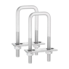 sourcing map 2Sets 304 Stainless Steel Square U-Bolts, 1.26" (32mm) Inner Width 3.94" (100mm) Length M8 with Nuts, Frame Plate, Gasket for Automobiles Trailer, Ski Boat, Fishing Boat, Pipelines