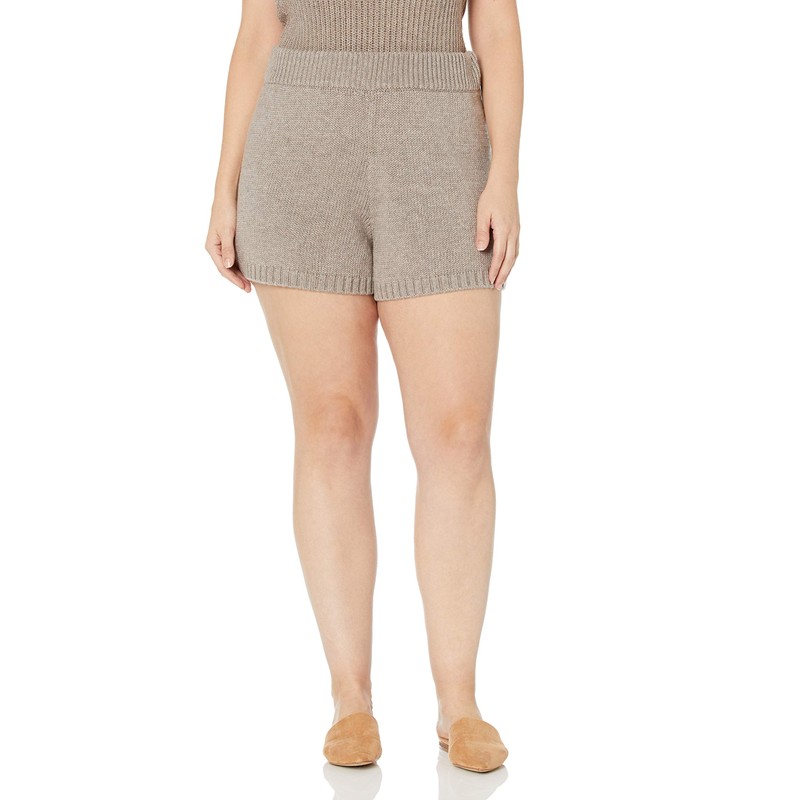 The Drop Ladies Adrienne Pull-On Knit Shorts Heather Mushroom S