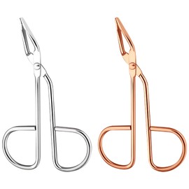 Stainless Steel Professional Scissors Tweezers, 2 PCs Slant Flat Tip Scissor Tweezer Remover Flat Tip Tweezers Slant Tip Tweezer for Women and Men (Silver+Rose Gold)