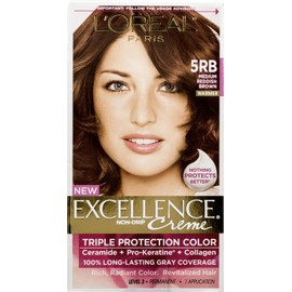 L'Oreal Paris Excellence Creme Triple Protection Haircolor, Medium Reddish Brown [5RB] 1 ea (Pack of 4)